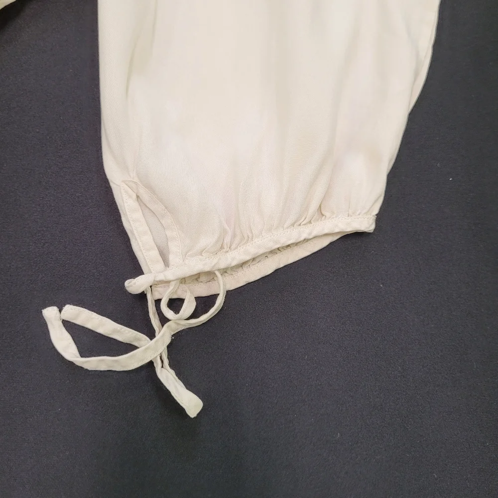 Soft Surroundings Drawstring Neck Long Sleeve Silk Top - Picture 9 of 15